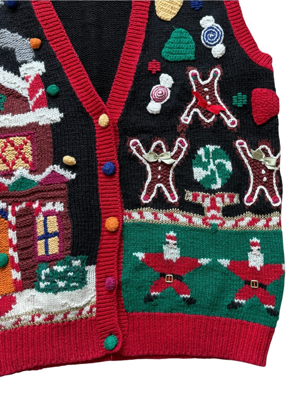 Vintage Signature Jerell S Christmas Sweater Vest Gingerbread Santa Novelty Knit - Picture 6 of 13
